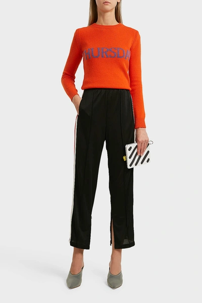 Shop Alberta Ferretti Thursday Intarsia Wool And Cashmere-blend Jumper In Orange