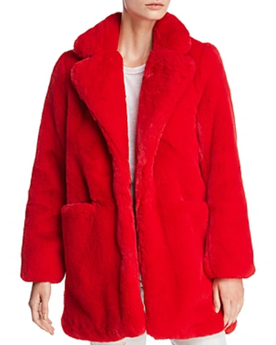 Shop Apparis Sophie Faux Fur Coat In Scarlet