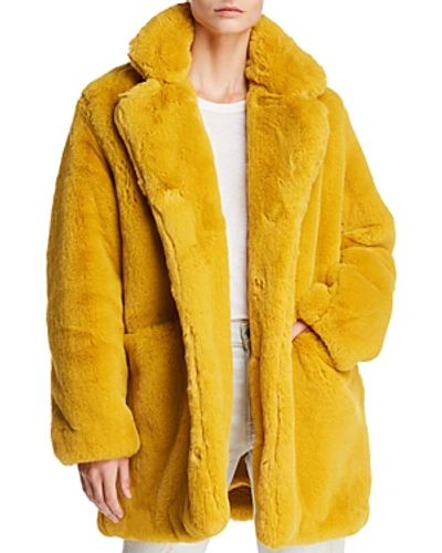 Shop Apparis Sophie Faux Fur Coat In Mustard