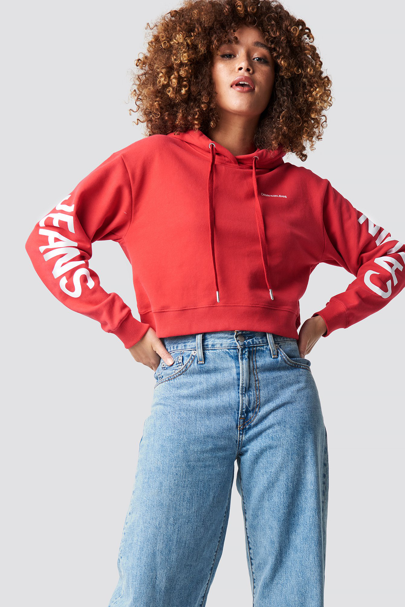 calvin klein cropped institutional hoodie