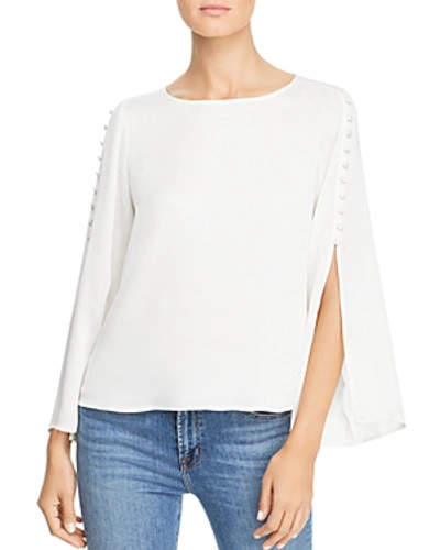 Shop Vince Camuto Button-sleeve Blouse In Pearl Ivory