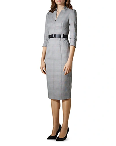 Shop Karen Millen Puff-sleeve Glen Plaid Sheath Dress In Black Multi