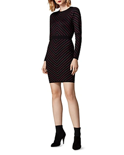Shop Karen Millen Metallic-stripe Body-con Dress In Multicolor