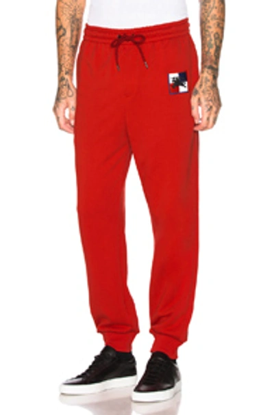 Shop Burberry Munley Logo Sweatpants In Military Red