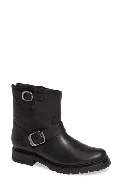 Shop Frye Vanessa 6 Genuine Shearling Lined Boot In Black Leather