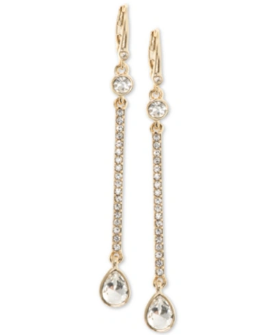 Shop Dkny Gold-tone Crystal Linear Drop Earrings