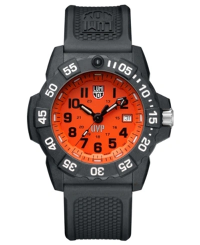 Shop Luminox Men's 3509.sc. Set Scott Cassell Orange Dial Rubber Strap Watch In Black