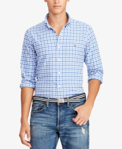 Shop Polo Ralph Lauren Men's Slim Fit Stretch Oxford Shirt In Cabana/blue