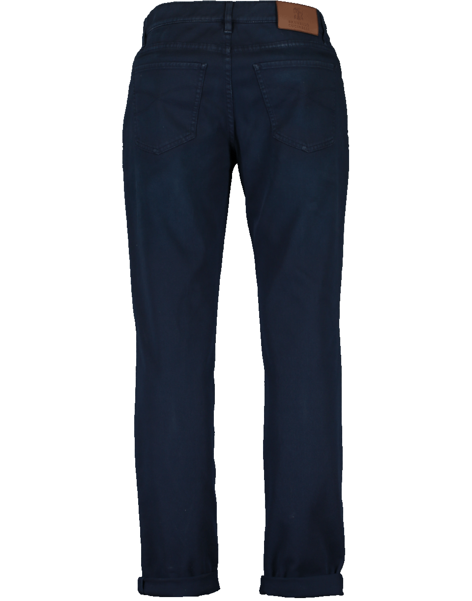 Brunello Cucinelli Five Pocket Button Fly Pant In Navy | ModeSens