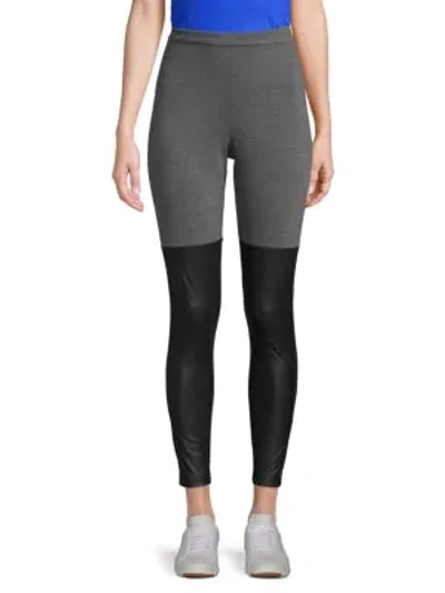 Shop Bcbgmaxazria Women's Colorblock Stretch Leggings In Charcoal Black