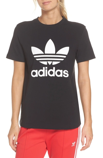 Shop Adidas Originals Adidas Trefoil Tee In Black/ White