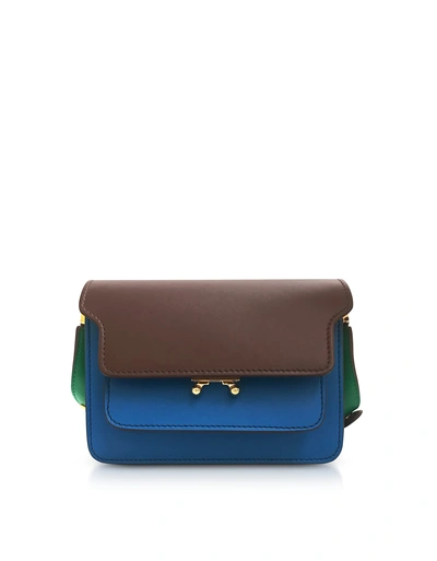 Shop Marni Color Block Leather Mini Trunk Bag In Brown