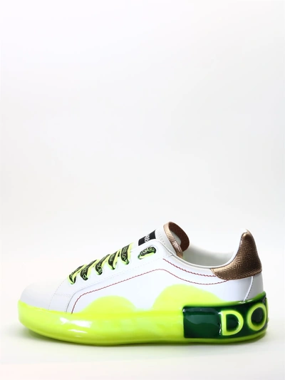 Shop Dolce & Gabbana White Sneakers Yellow Sole