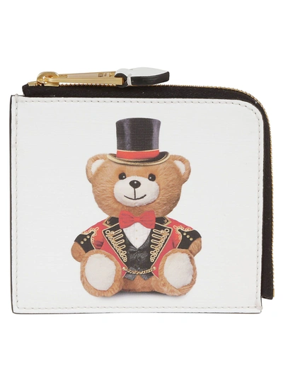 Shop Moschino Teddy Bear Print Wallet In Bianco