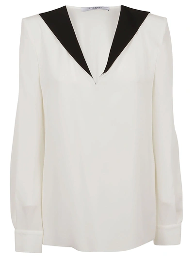 Shop Givenchy Contrasting Collar Blouse In White Black