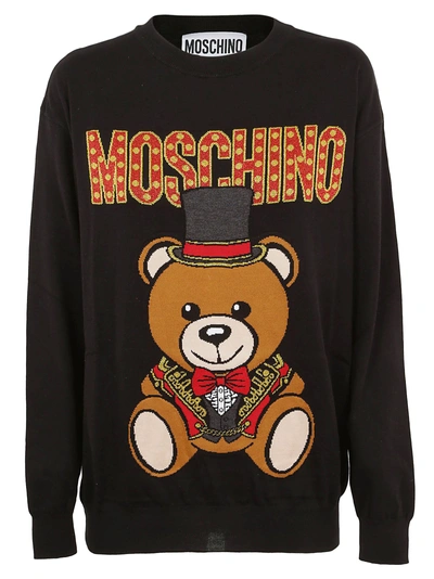 Shop Moschino Bear And Logo Print Straight Jumper