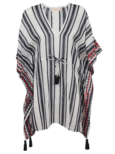 Shop Tory Burch Striped Print Tunic In Navy Bold