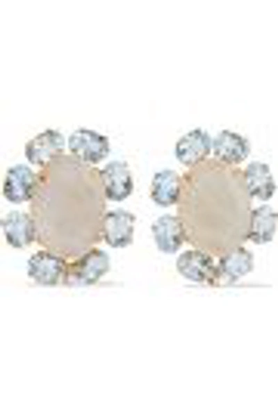 Shop Bounkit Woman Gold-tone, Moonstone And Quartz Earrings Gold