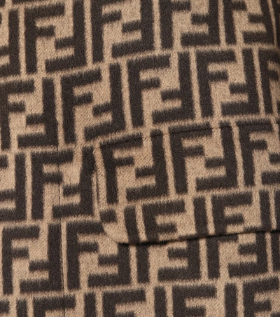 Shop Fendi Fur-trimmed Wool Coat In Brown