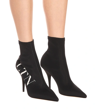 Shop Valentino Vltn Sock Boots In Black