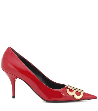 Shop Balenciaga Bb Patent Leather Pumps In Red