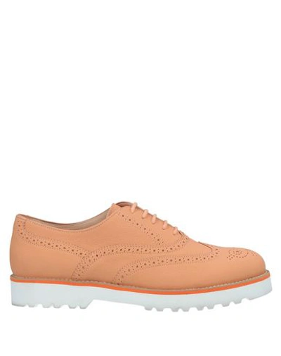 Shop Hogan Lace-up Shoes In Salmon Pink