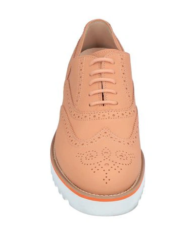 Shop Hogan Lace-up Shoes In Salmon Pink