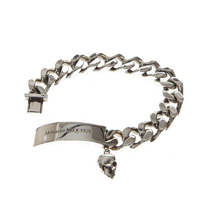 Shop Alexander Mcqueen Identity Silver Brass Chain Bracelet