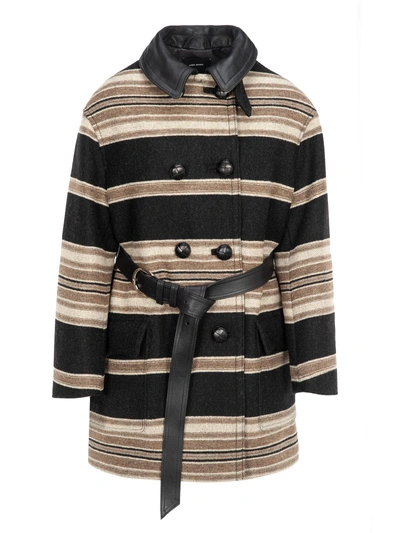Shop Isabel Marant Hilda Coat #1 In Black Multicoloured