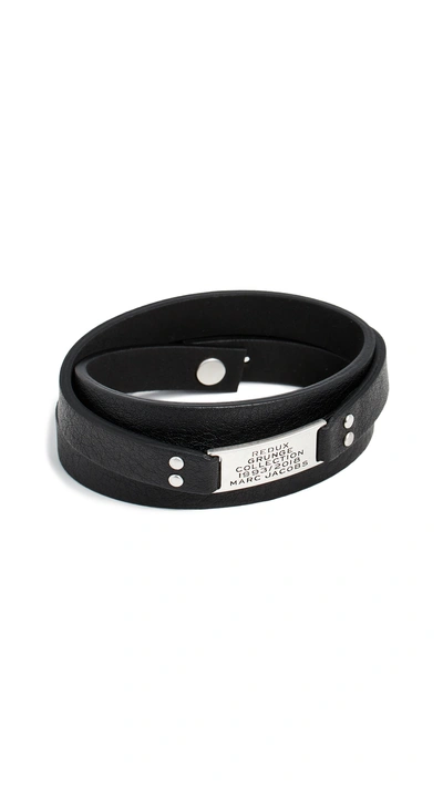 Shop Marc Jacobs Wide Leather Wrap Bracelet In Black