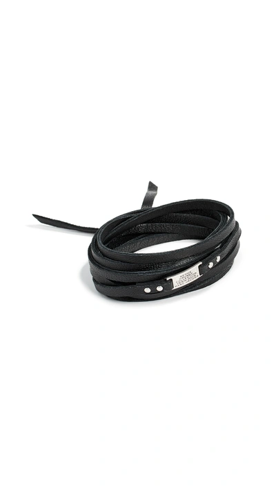 Shop Marc Jacobs Leather Wrap Bracelet In Black