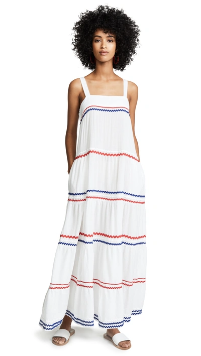 Shop 9seed Sayulita Tier Maxi Dress In White/multi