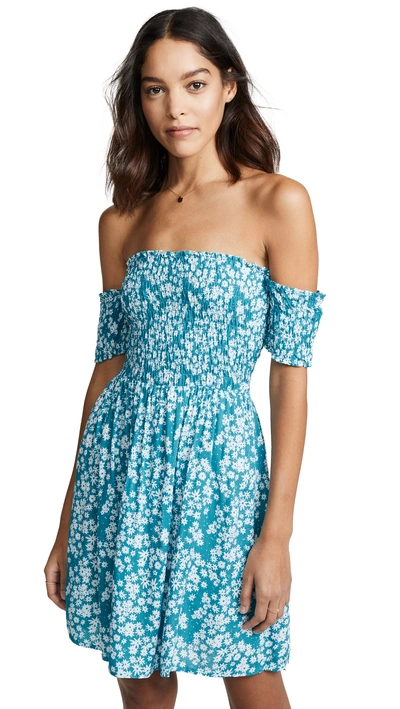 Shop Tiare Hawaii Smocked Mini Dress In Scattered Daisy Tosca