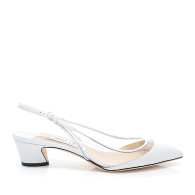 Shop Jimmy Choo Gemma 40 White Nappa And Clear Plexi Sling Back Pumps In White/clear