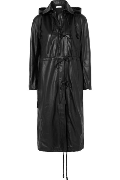 Shop Altuzarra Marina Hooded Leather Coat In Black