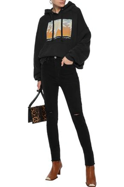 Re/done Distressed High-rise Skinny Jeans In Black