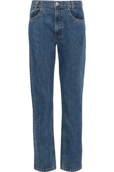 Shop Re/done Woman High-rise Slim-leg Jeans Mid Denim
