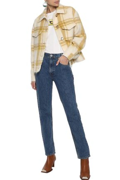 Shop Re/done Woman High-rise Slim-leg Jeans Mid Denim