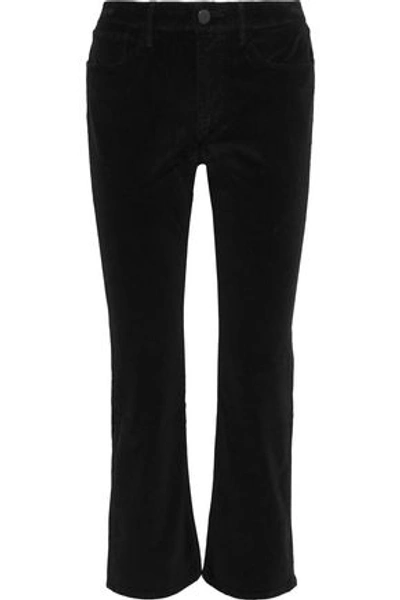 Shop 3x1 Cotton-blend Velvet Kick-flare Pants In Black