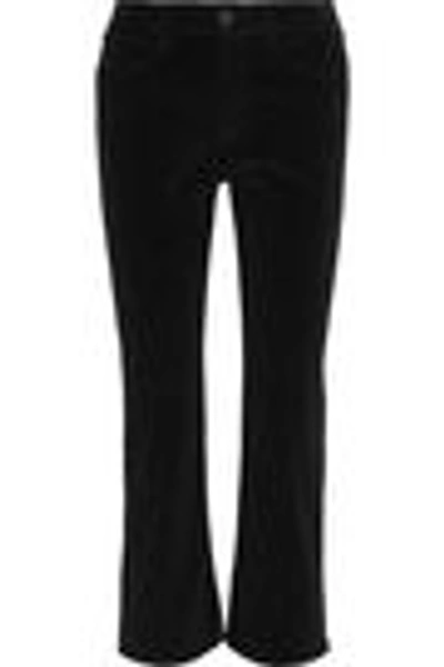 Shop 3x1 Cotton-blend Velvet Kick-flare Pants In Black