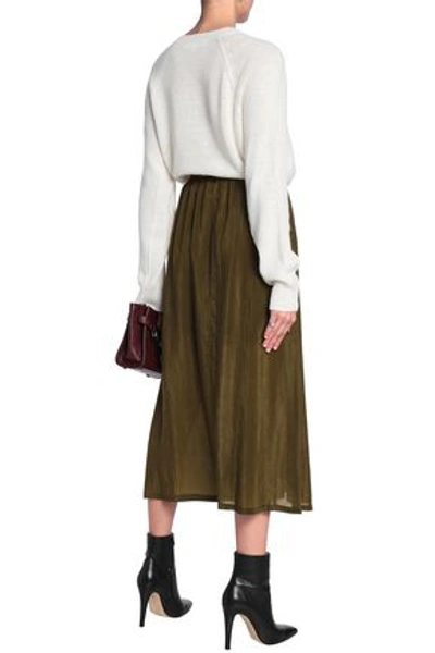 Shop Mcq By Alexander Mcqueen Mcq Alexander Mcqueen Woman Crinkled-sateen Midi Skirt Army Green