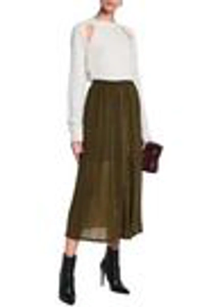 Shop Mcq By Alexander Mcqueen Mcq Alexander Mcqueen Woman Crinkled-sateen Midi Skirt Army Green