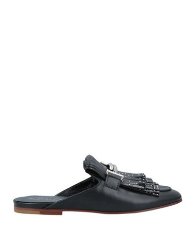 Tod's Studded Fringed Mules In Black