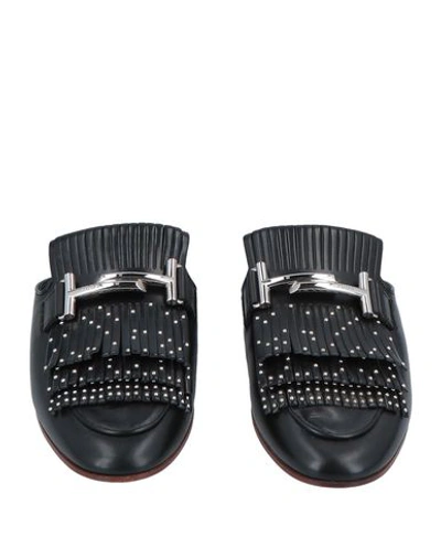 Tod's Studded Fringed Mules In Black