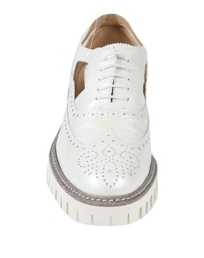 Shop Alberto Guardiani Woman Lace-up Shoes White Size 8 Soft Leather