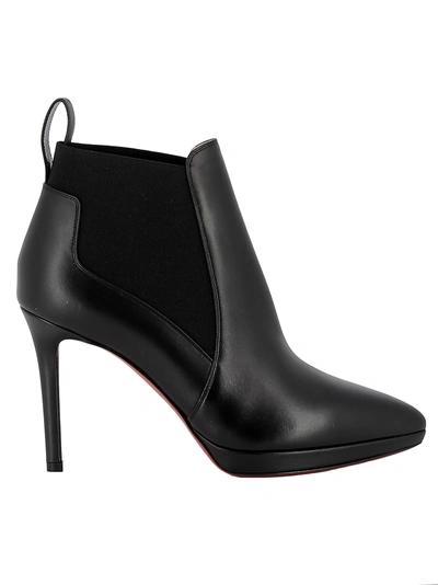 Shop Christian Louboutin Black Leather Ankle Boots