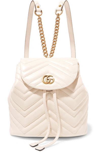 Shop Gucci Gg Marmont Quilted Leather Backpack In White