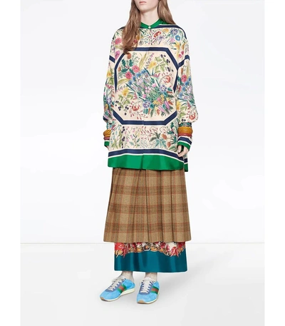 Shop Gucci Multicolor Boudoir Print Silk Skirt