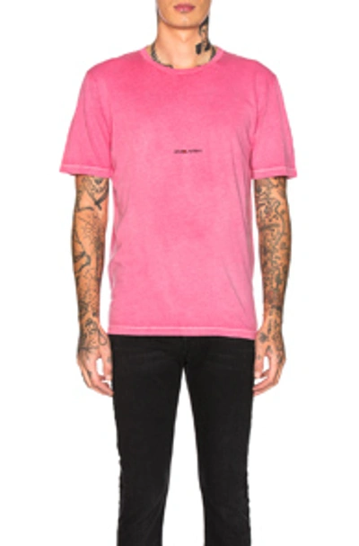 Shop Saint Laurent Logo Tee In Pink. In Fuchsia