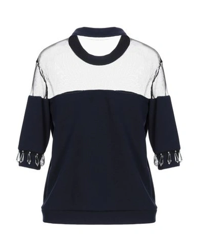 Shop Pinko Woman Sweatshirt Midnight Blue Size S Cotton, Polyester, Polyamide In Dark Blue